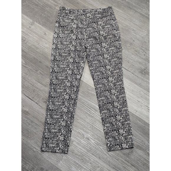 Jenna Rose Black White Abstract Business Casual High Waisted Straight Leg Pants - Picture 3 of 8